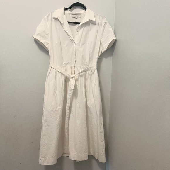 LOFT Dresses & Skirts - white LOFT belted shirtdress, 16